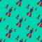 Seamless pattern with space rockets flying on blue background