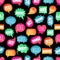 Seamless pattern with speech bubbles flat gradient style design another shapes with text; love, yes, like, lol, cool, wow, boom