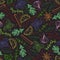 Seamless pattern with spices and herbs. Lemon garlic thyme marjoram basil bay leaves cinnamon pepper cloves.