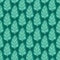 Seamless pattern Spinach salad on turquoise background. Abstract ornament with lettuce