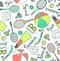 Seamless pattern with sport icons - volleyball, diving, badminton and tennis.