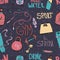 Seamless pattern with sport symbols maed in doodle style, decoration