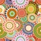 Seamless pattern spring baby with bright colorful painted circle