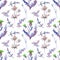 Seamless pattern with spring flowers and leaves. Wildflowers on isolated white background. Floral pattern for Wallpaper or fabric