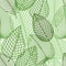 Seamless pattern of spring outline reen leaves