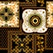 Seamless pattern with square patchwork, golden baroque, chains.