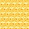 Seamless pattern of square slices of yellow cheese in vector. Swiss cheese background. Edam slice porous yellow piece. Cartoon