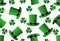 Seamless pattern of St. Patrick`s Day with leprechaun hat and clover leaf elements