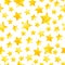 Seamless pattern of stars in bright yellow watercolor with randomly scattered divorces