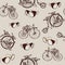 Seamless pattern Steampunk with old bicycle and brass goggles
