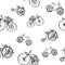 Seamless pattern steampunk with old bicycle and gears