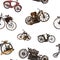 Seamless pattern steampunk with old bicycle. Seamless pattern can be used for wallpaper, pattern fills, web page background,