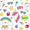 Seamless pattern with stickers for girl