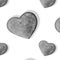 Seamless pattern with stone hearts on white