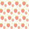 Seamless pattern, strawberries with flowers on a white background. Simple flat style illustration. Vector