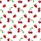 Seamless pattern strawberry and cherry. Polygon fruit. Vector