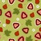 Seamless pattern with strawberry daifuku. Vector graphics