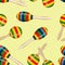 Seamless pattern with striped mexican maracas. Mariachi music wallpaper. Vector