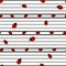 Seamless pattern with stripes and ladybirds