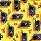 Seamless pattern in the style of y2k Creative. Print in the style of the 90s or 2000s. Retro camera