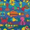 Seamless pattern with stylize fishes