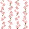 Seamless pattern with stylized bright summer wild garden flowers. Endless vertical texture.