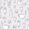 Seamless pattern with stylized doodle drinks in