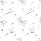A seamless pattern of stylized dragonflies, hand-drawn doodles. Single line drawing. Black and white image. Dragonfly
