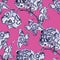 Seamless pattern of stylized monochrome tropicai flowers