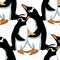 Seamless pattern Subantarctic penguin papuan Vector