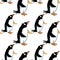 Seamless pattern Subantarctic penguin papuan Vector illustratio