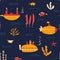 Seamless pattern with submarines