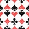 Seamless pattern of suit symbols of playing cards