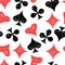 Seamless pattern of suit symbols of playing cards
