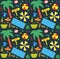 Seamless pattern with summer clipart.