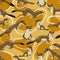 Seamless pattern. Summer-colored brown ermines. Males, females and young of Mustela erminea