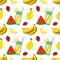 Seamless pattern with summer fruits