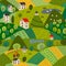 Seamless pattern of summer village landscape