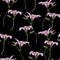 Seamless pattern with  summer wild garden flowers. Endless texture. Violet meadow flowers.