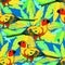 Seamless pattern Sun Parakeet parrot brazil. vector illustratio