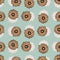 Seamless pattern sunflowers blue background. Beautiful texture with colorful sunflower and leaves