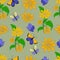 Seamless pattern sunflowers and butterflies