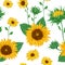 Seamless pattern with sunflowers. Collection decorative floral design elements.