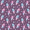 Seamless pattern with surreal unicorn which emerge from ice cream cone.