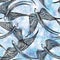 Seamless pattern with swallows. Vector, EPS10