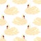 Seamless pattern with swans on a white background
