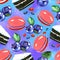 Seamless pattern of a sweet berry jam. Watercolor illustration