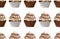 Seamless pattern of sweet chocolate cupcakes.