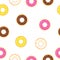 Seamless pattern sweet donuts white background. Colorful tasty donuts collection