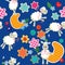 Seamless pattern - sweet dreams - sheep toys, stars